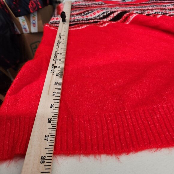 Catherines Sweater Womens 3X Red Fair Isle Crewneck Pullover Plus Size Knit - Picture 7 of 15
